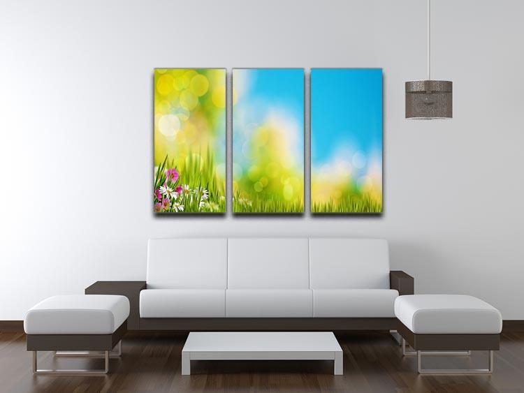 Green foliage under bright summer sun 3 Split Panel Canvas Print - Canvas Art Rocks - 3