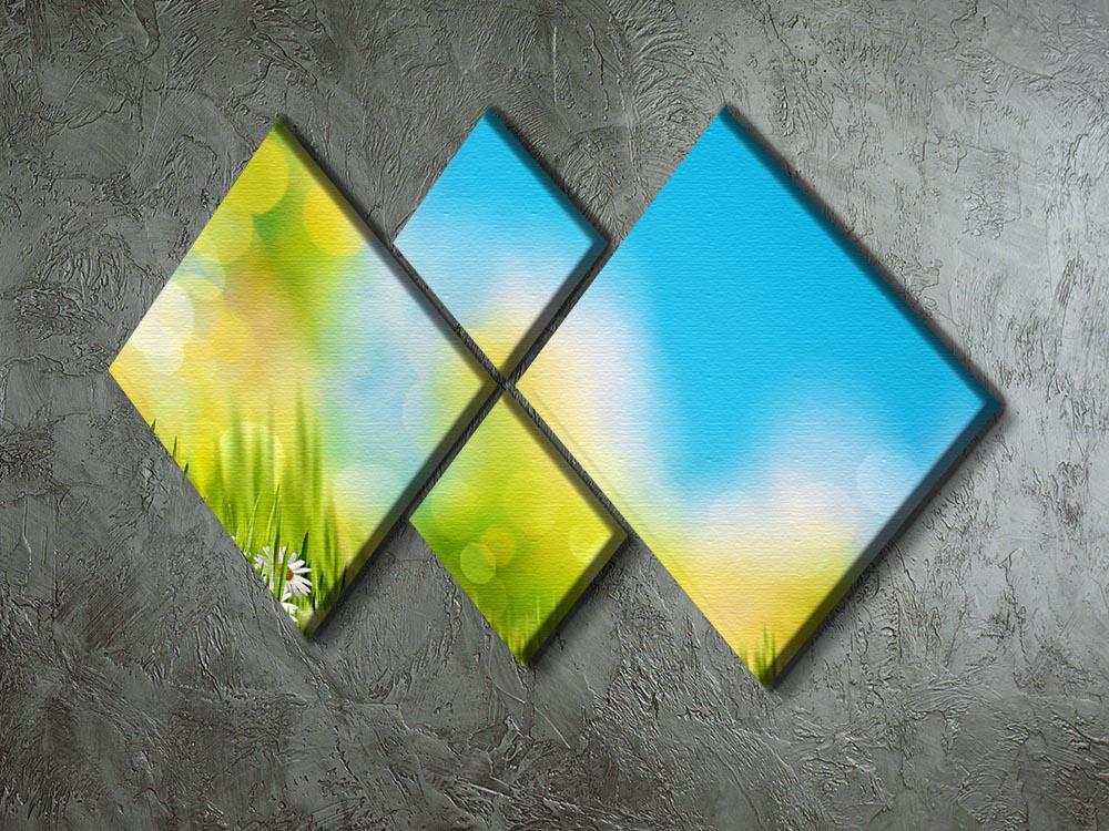 Green foliage under bright summer sun 4 Square Multi Panel Canvas  - Canvas Art Rocks - 2
