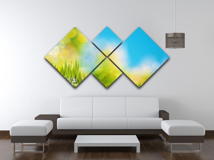 Green foliage under bright summer sun 4 Square Multi Panel Canvas  - Canvas Art Rocks - 3