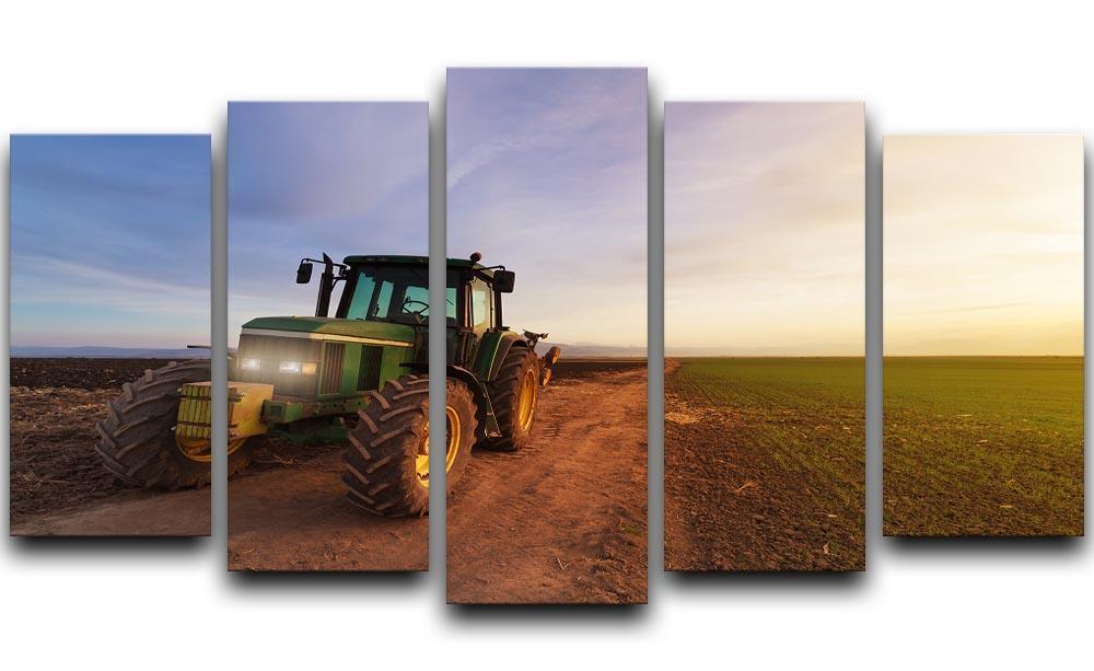 Green tractor 5 Split Panel Canvas  - Canvas Art Rocks - 1