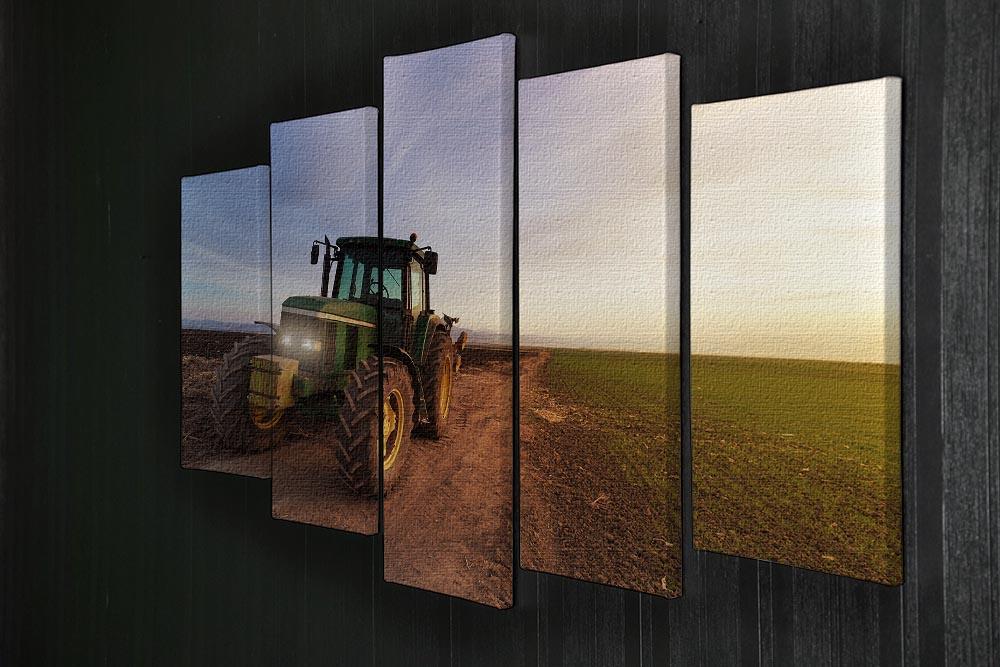 Green tractor 5 Split Panel Canvas  - Canvas Art Rocks - 2