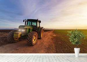 Green tractor Wall Mural Wallpaper - Canvas Art Rocks - 4