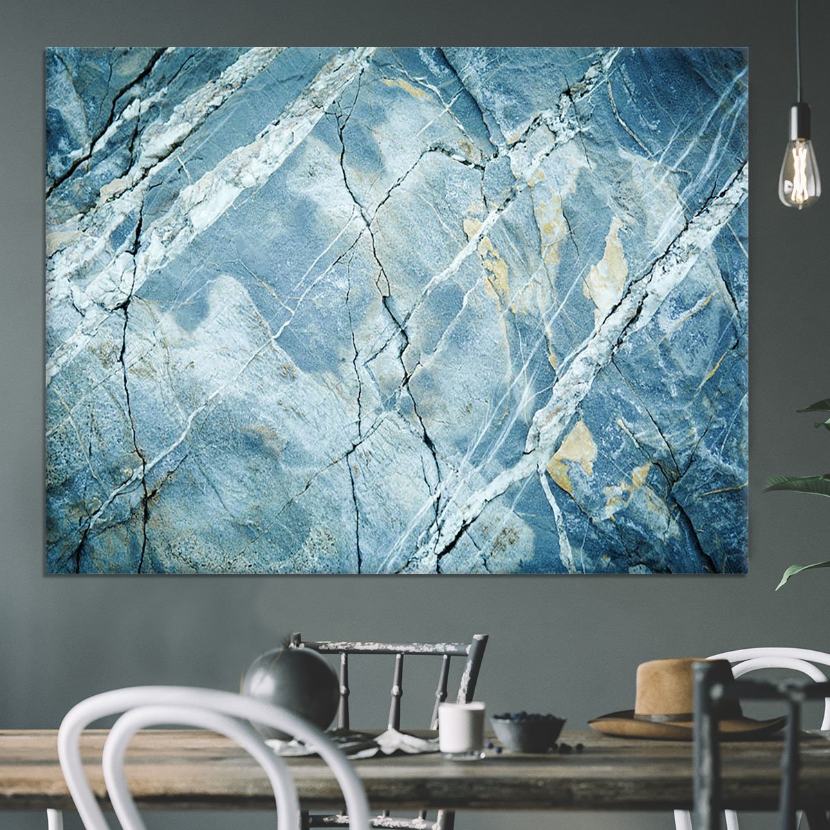 Grey and Light Blue Stone Marble Canvas Print or Poster