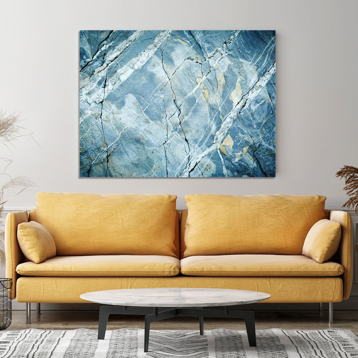Grey and Light Blue Stone Marble Canvas Print or Poster
