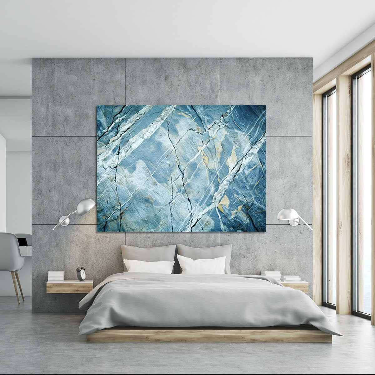 Grey and Light Blue Stone Marble Canvas Print or Poster