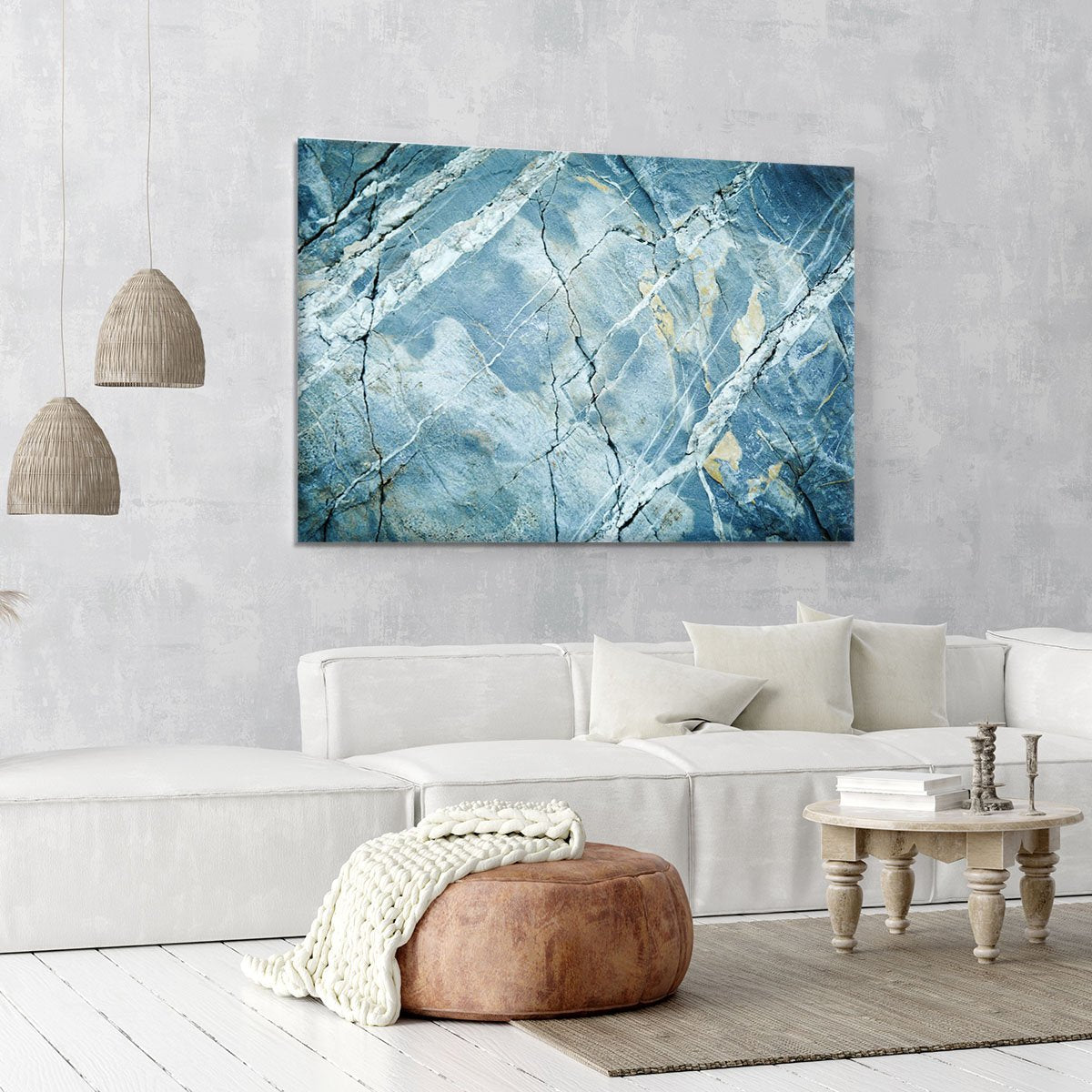 Grey and Light Blue Stone Marble Canvas Print or Poster