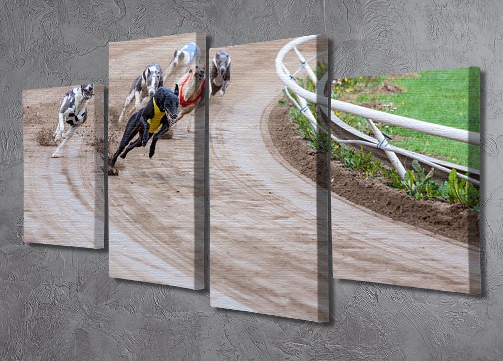 Greyhound dogs racing 4 Split Panel Canvas - Canvas Art Rocks - 2
