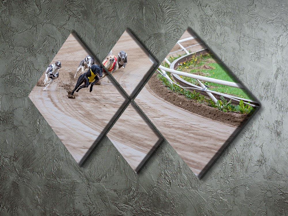Greyhound dogs racing 4 Square Multi Panel Canvas - Canvas Art Rocks - 2
