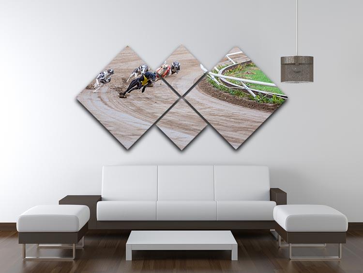 Greyhound dogs racing 4 Square Multi Panel Canvas - Canvas Art Rocks - 3