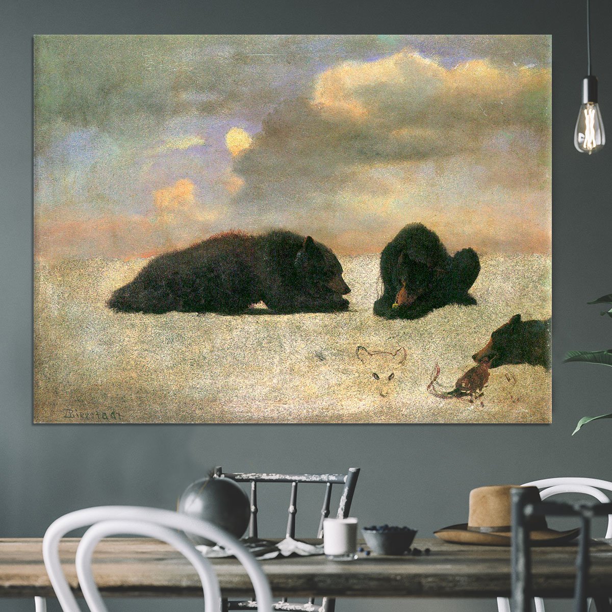 Grizzly Bears by Bierstadt Canvas Print or Poster
