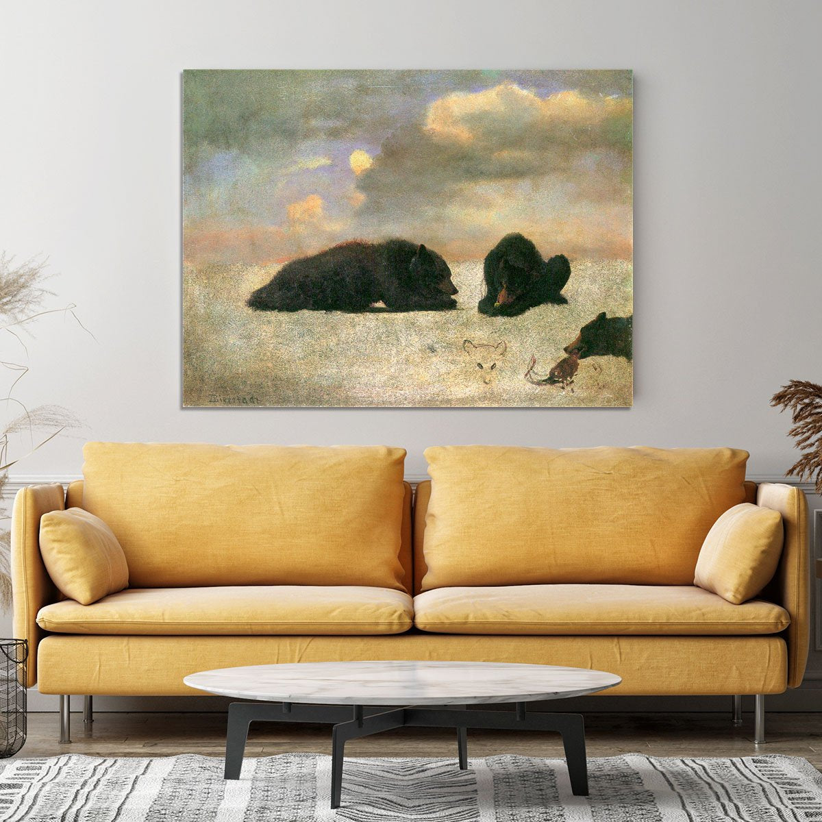 Grizzly Bears by Bierstadt Canvas Print or Poster