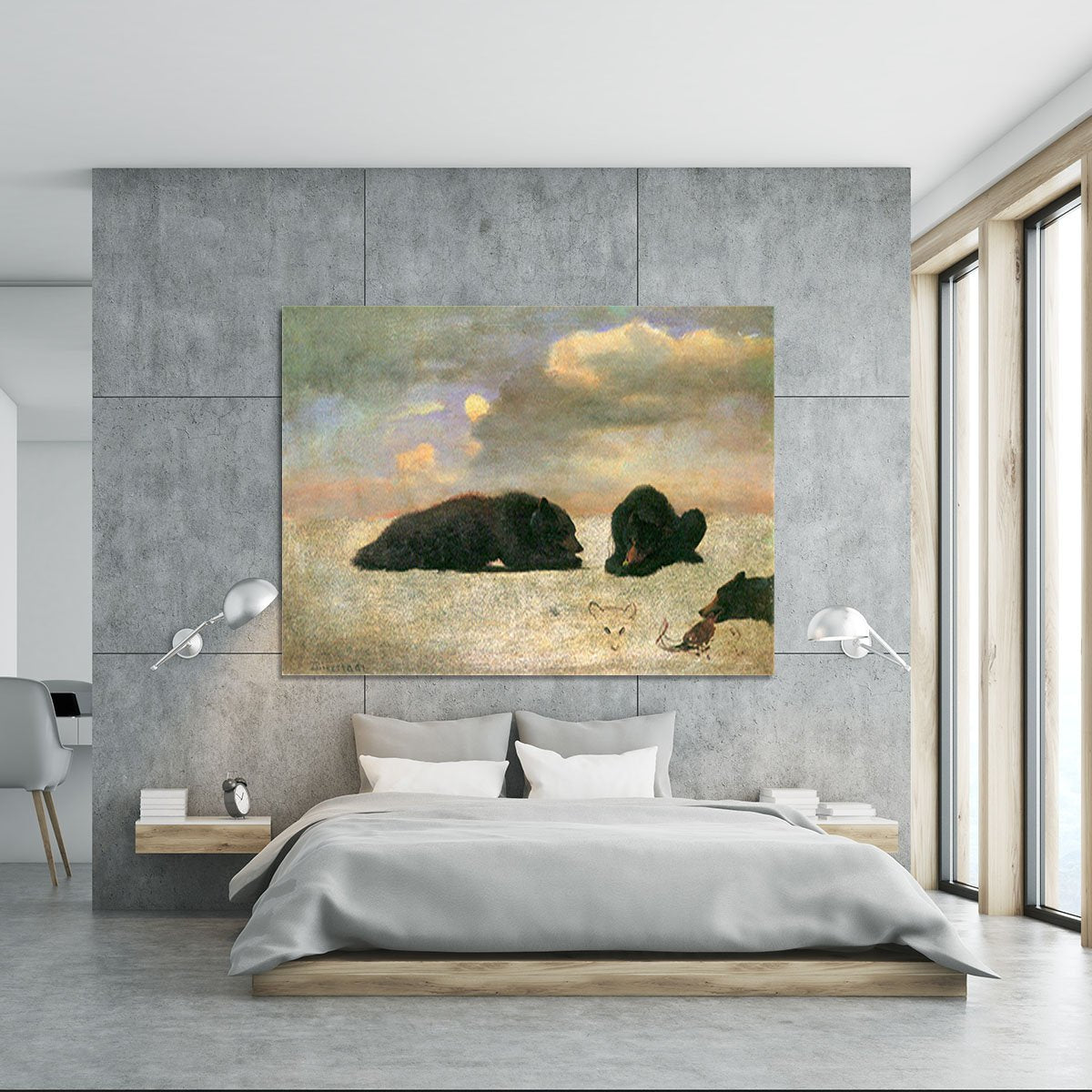 Grizzly Bears by Bierstadt Canvas Print or Poster