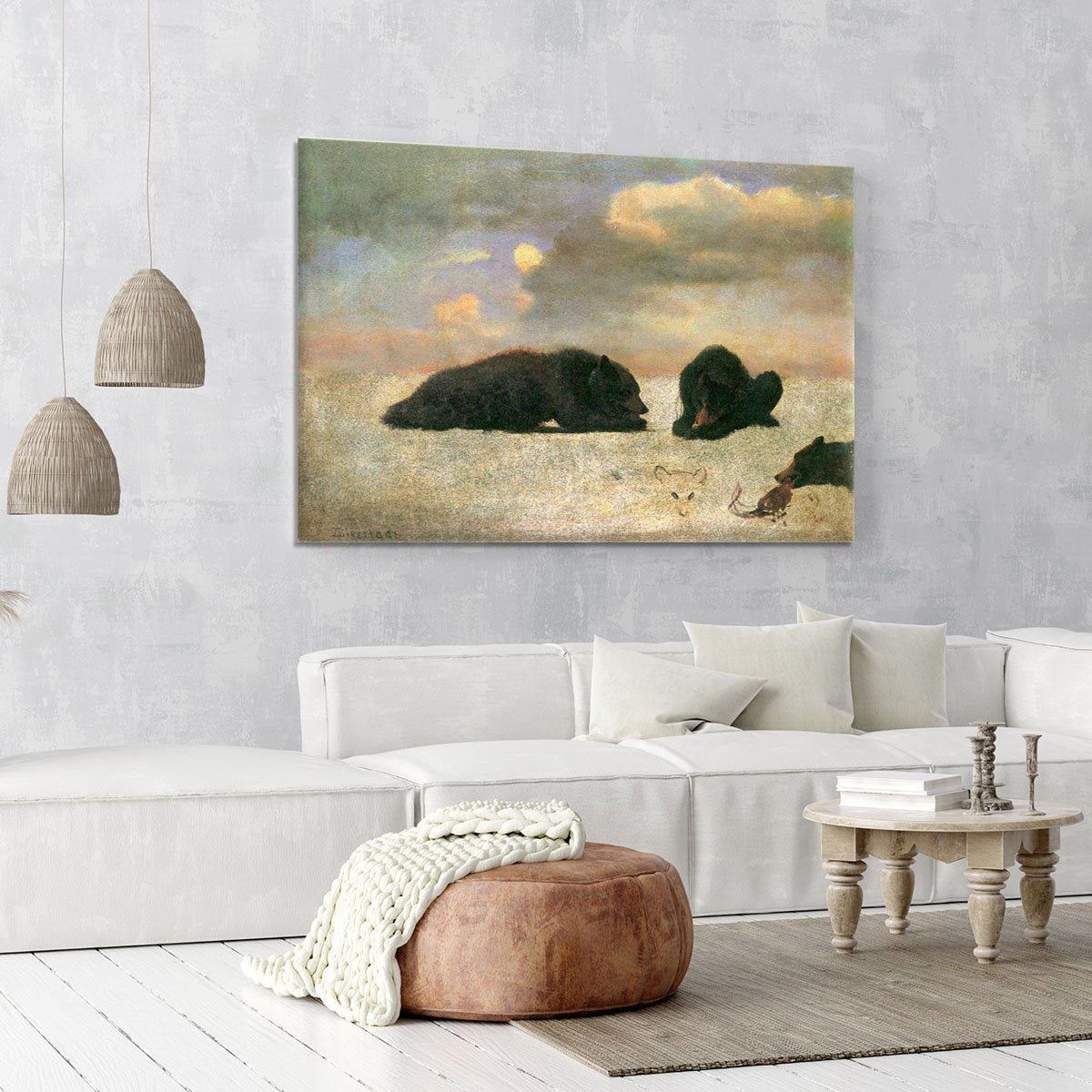 Grizzly Bears by Bierstadt Canvas Print or Poster