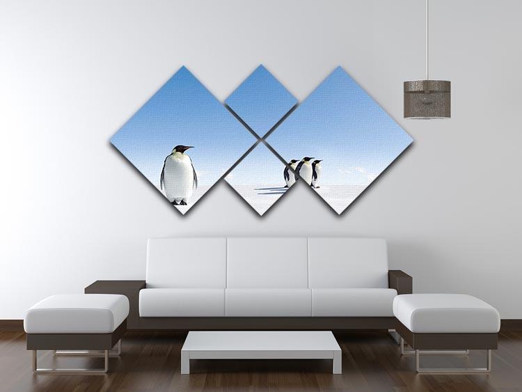 Group of Emperor Penguins in Antarctica 4 Square Multi Panel Canvas - Canvas Art Rocks - 3