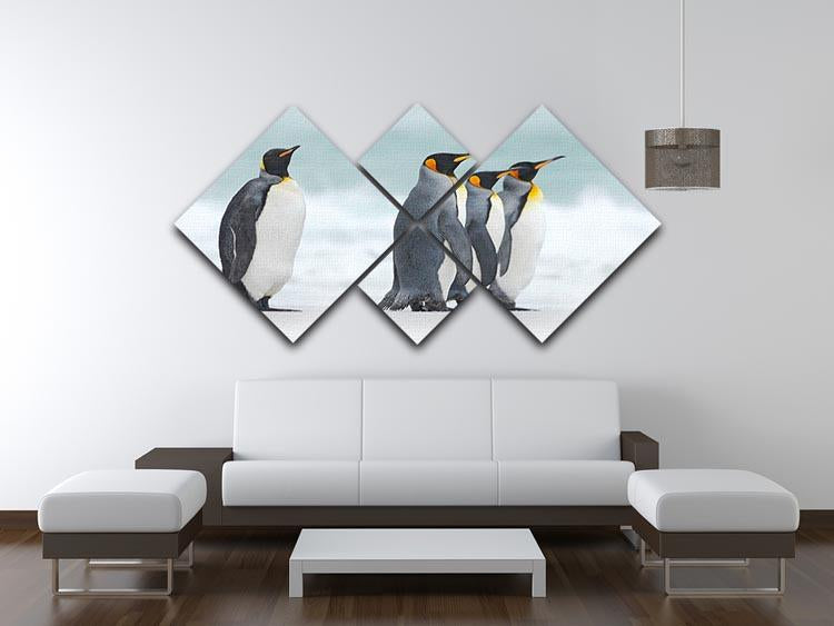 Group of four King penguins 4 Square Multi Panel Canvas - Canvas Art Rocks - 3