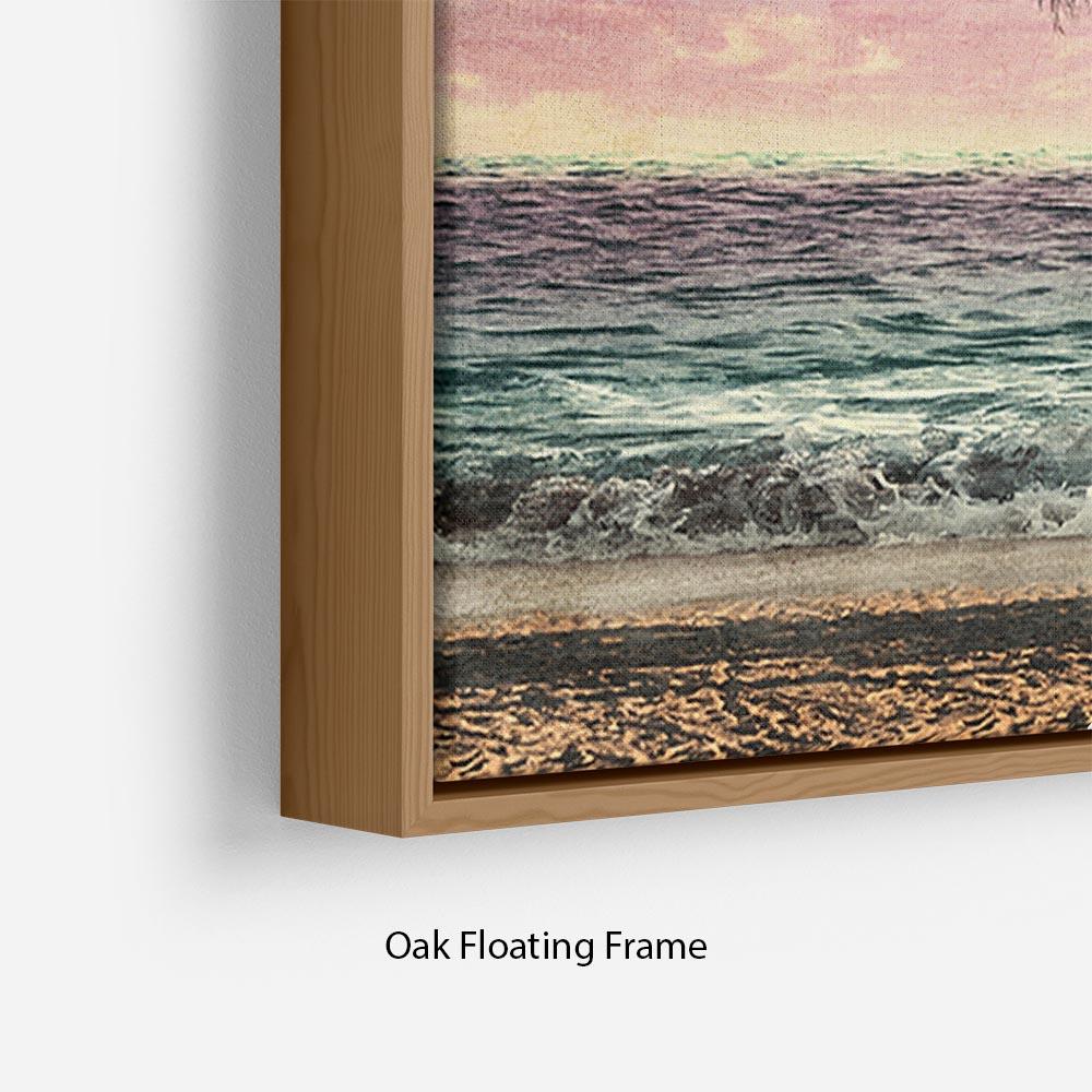 Grunge Image Of Tropical Beach Floating Frame Canvas - Canvas Art Rocks - 10