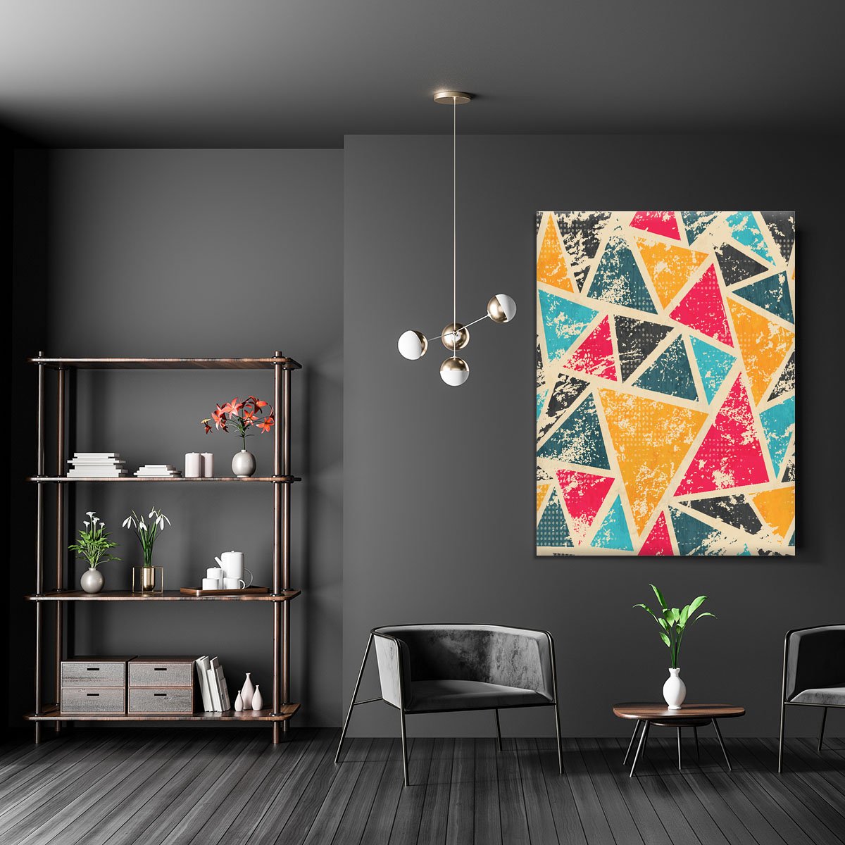 Grunge colored triangle Canvas Print or Poster