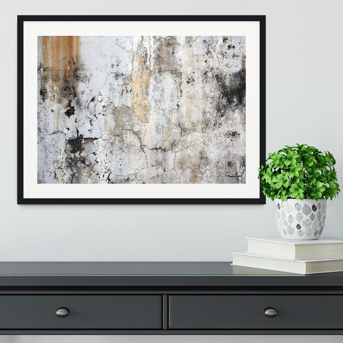 Grunge cracked wall Framed Print - Canvas Art Rocks - 1