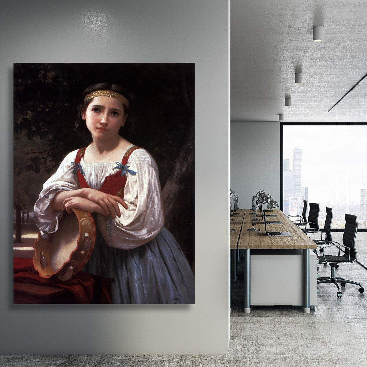 Gypsy Girl with a Basque Drum By Bouguereau Canvas Print or Poster