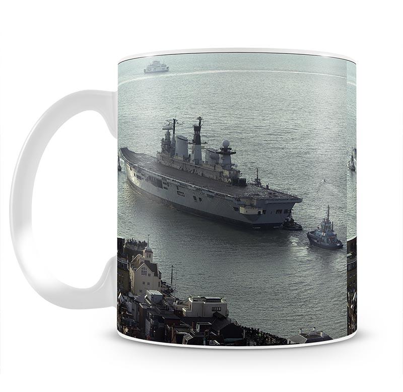 HMS Illustrious leaves Portsmouth Harbour Mug - Canvas Art Rocks - 1