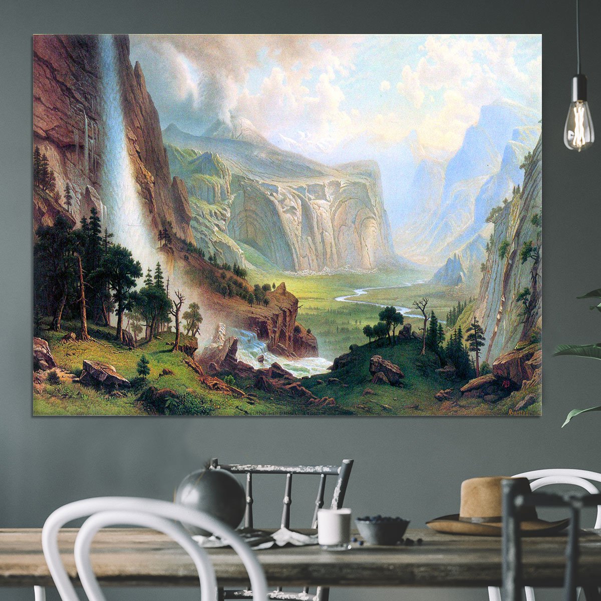 Half Dome in Yosemite by Bierstadt Canvas Print or Poster