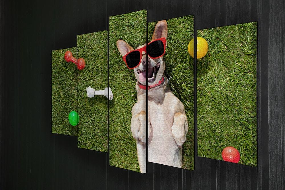 Happy chihuahua terrier dog in park 5 Split Panel Canvas - Canvas Art Rocks - 2