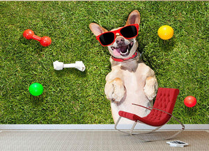 Happy chihuahua terrier dog in park Wall Mural Wallpaper - Canvas Art Rocks - 2