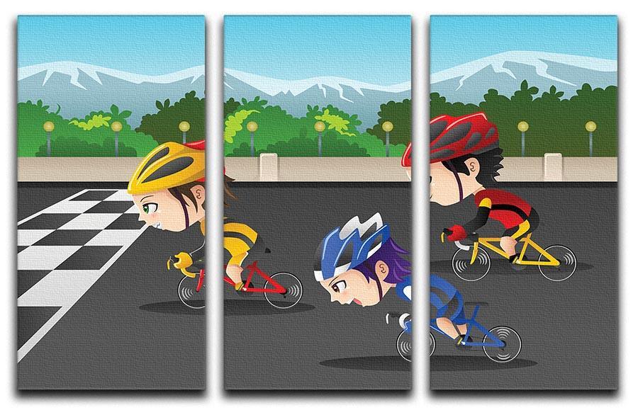 Happy kids in a race 3 Split Panel Canvas Print - Canvas Art Rocks - 1