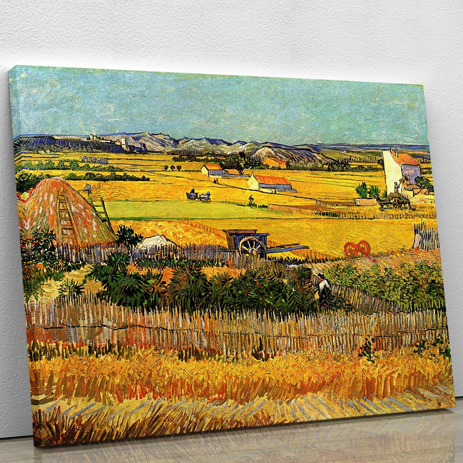 Harvest at La Crau with Montmajour in the Background by Van Gogh Canvas Print or Poster