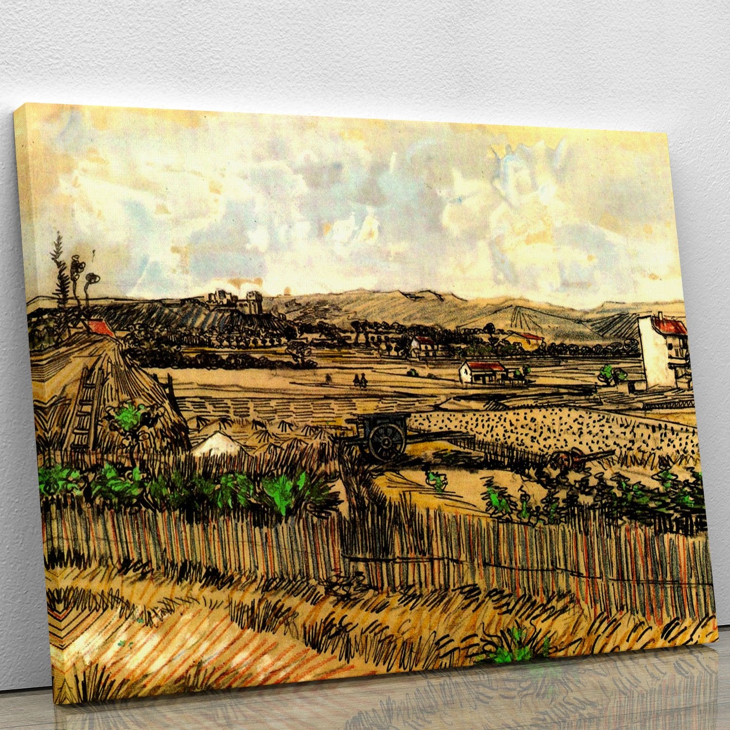 Harvest in Provence at the Left Montmajour by Van Gogh Canvas Print or Poster