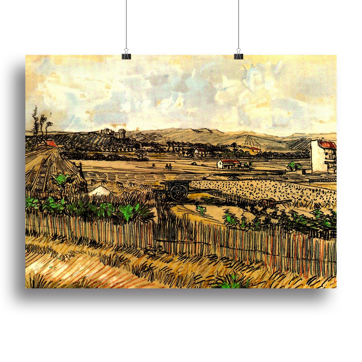 Harvest in Provence at the Left Montmajour by Van Gogh Canvas Print or Poster