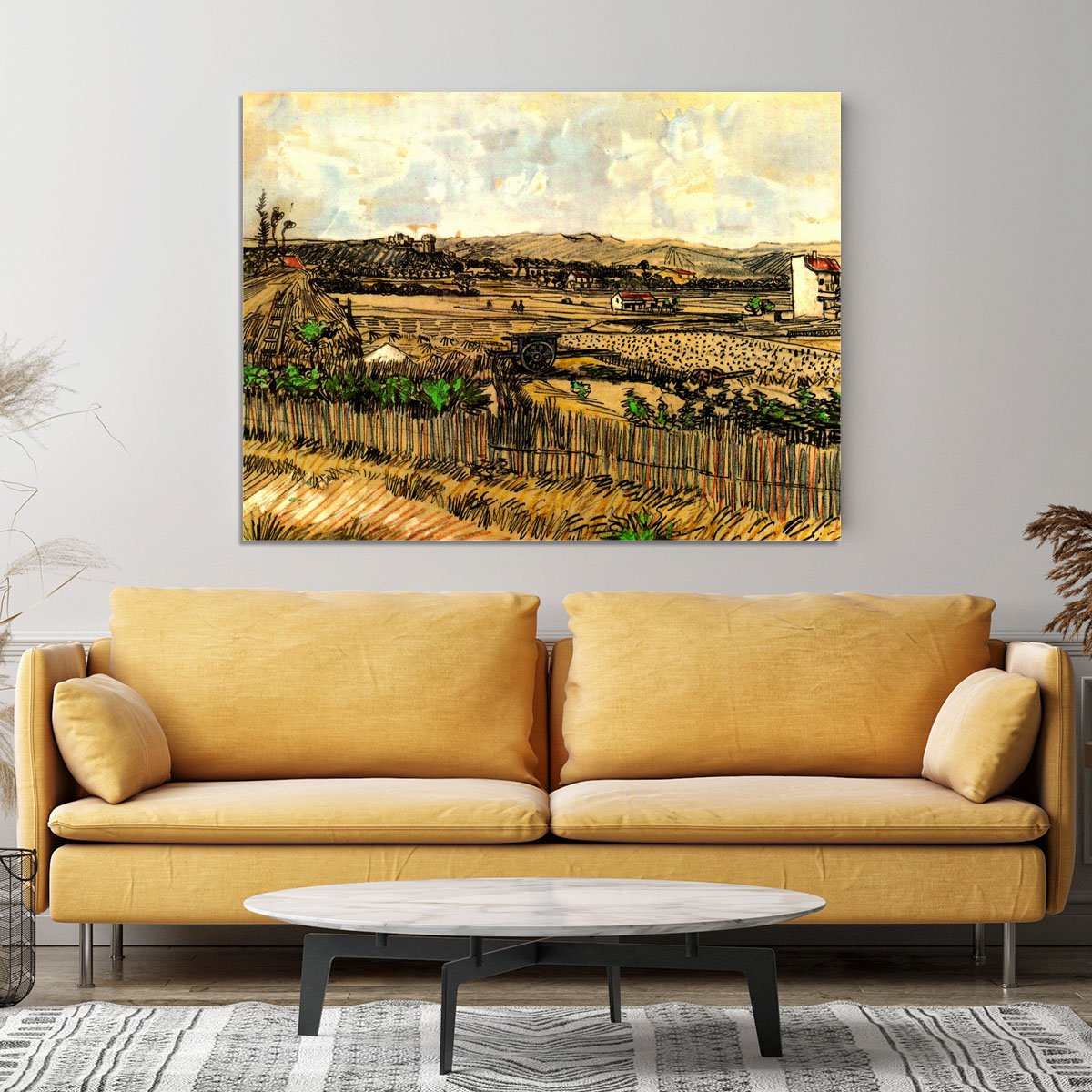 Harvest in Provence at the Left Montmajour by Van Gogh Canvas Print or Poster