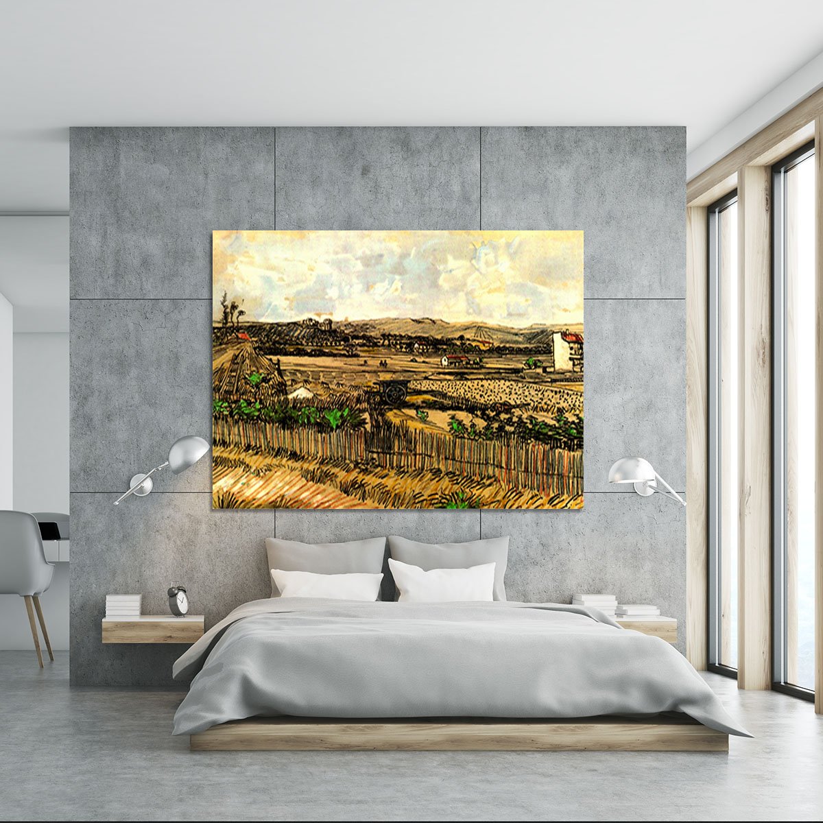 Harvest in Provence at the Left Montmajour by Van Gogh Canvas Print or Poster