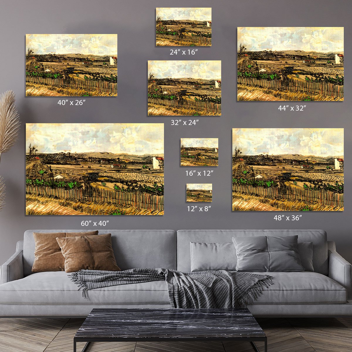 Harvest in Provence at the Left Montmajour by Van Gogh Canvas Print or Poster