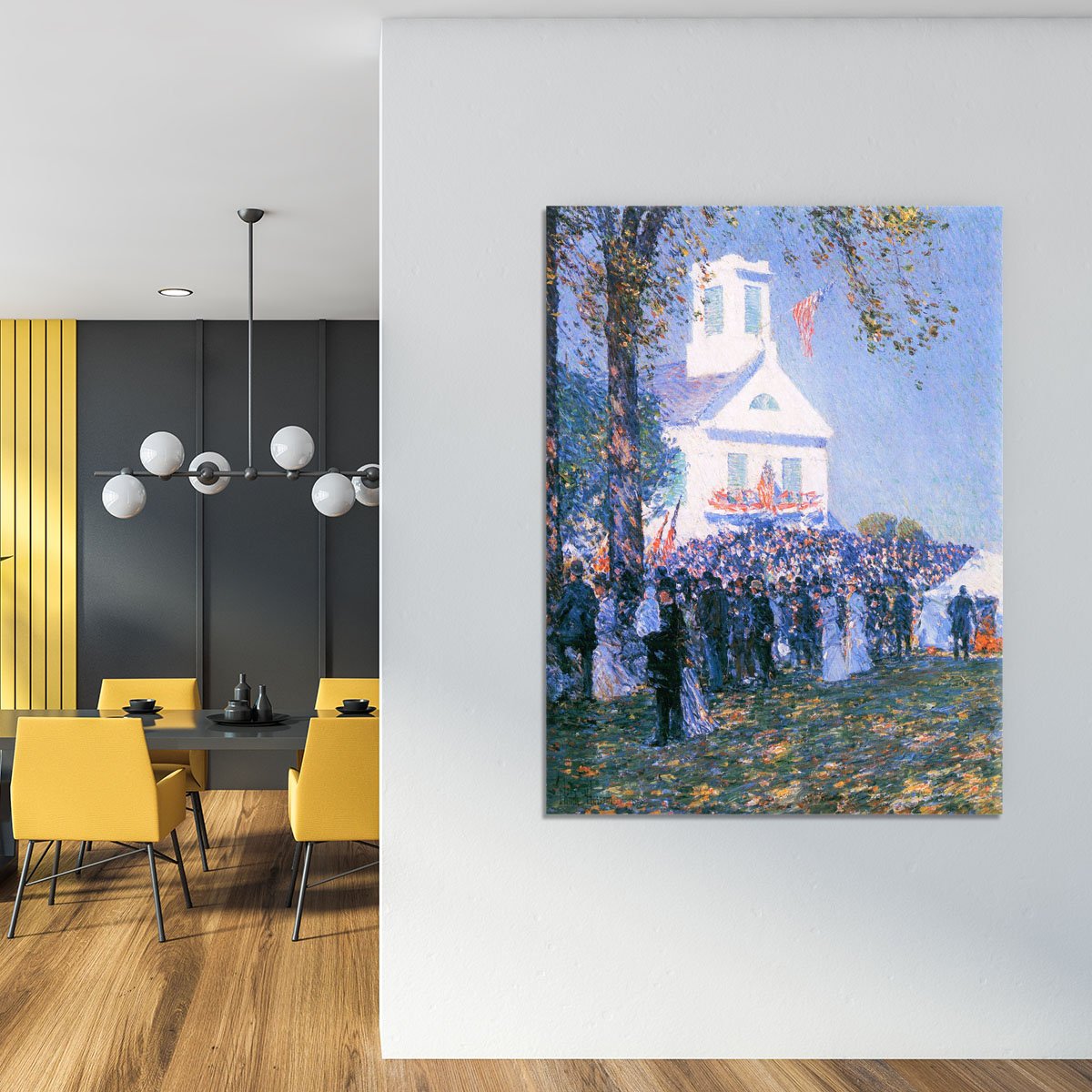 Harvest in a village in New England by Hassam Canvas Print or Poster