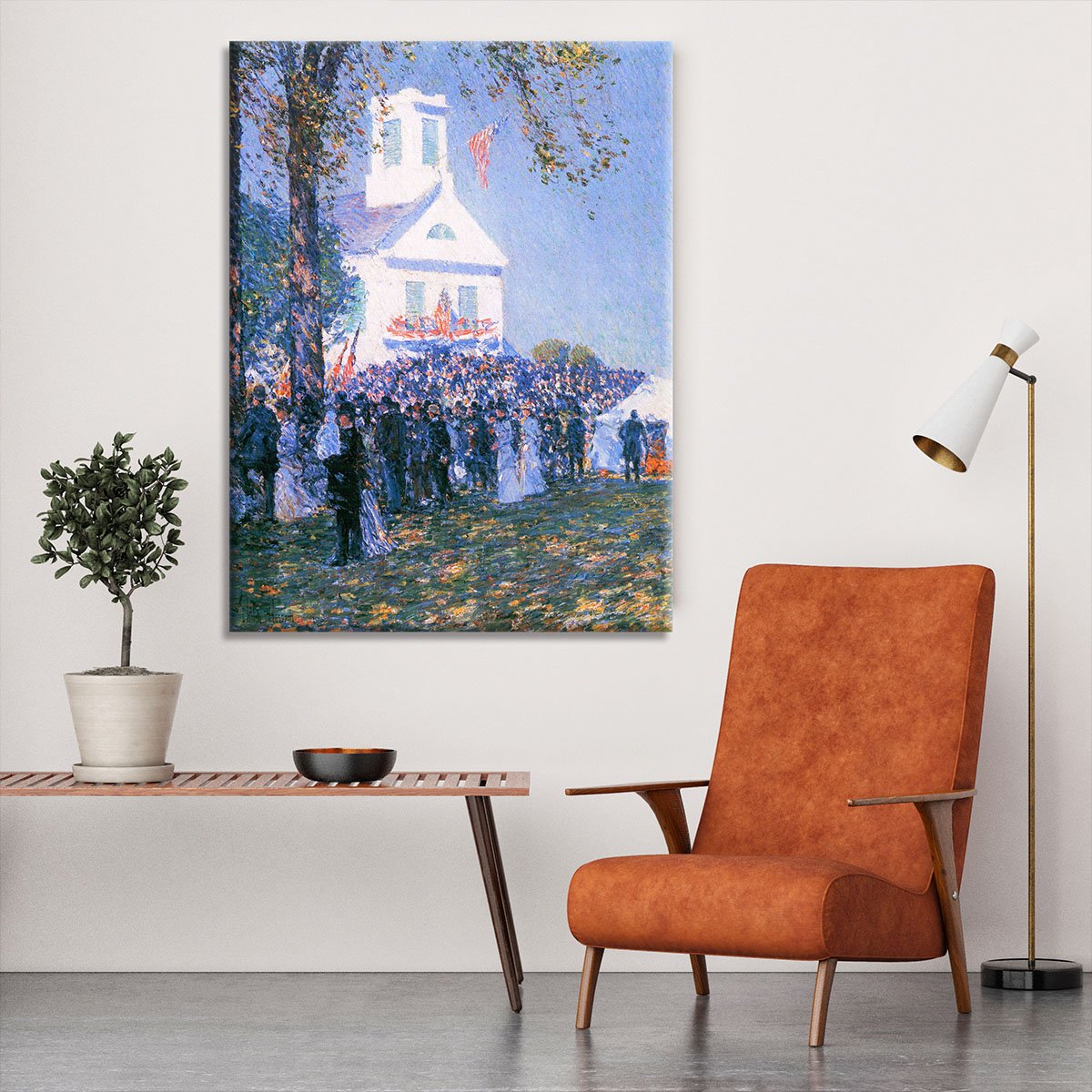 Harvest in a village in New England by Hassam Canvas Print or Poster