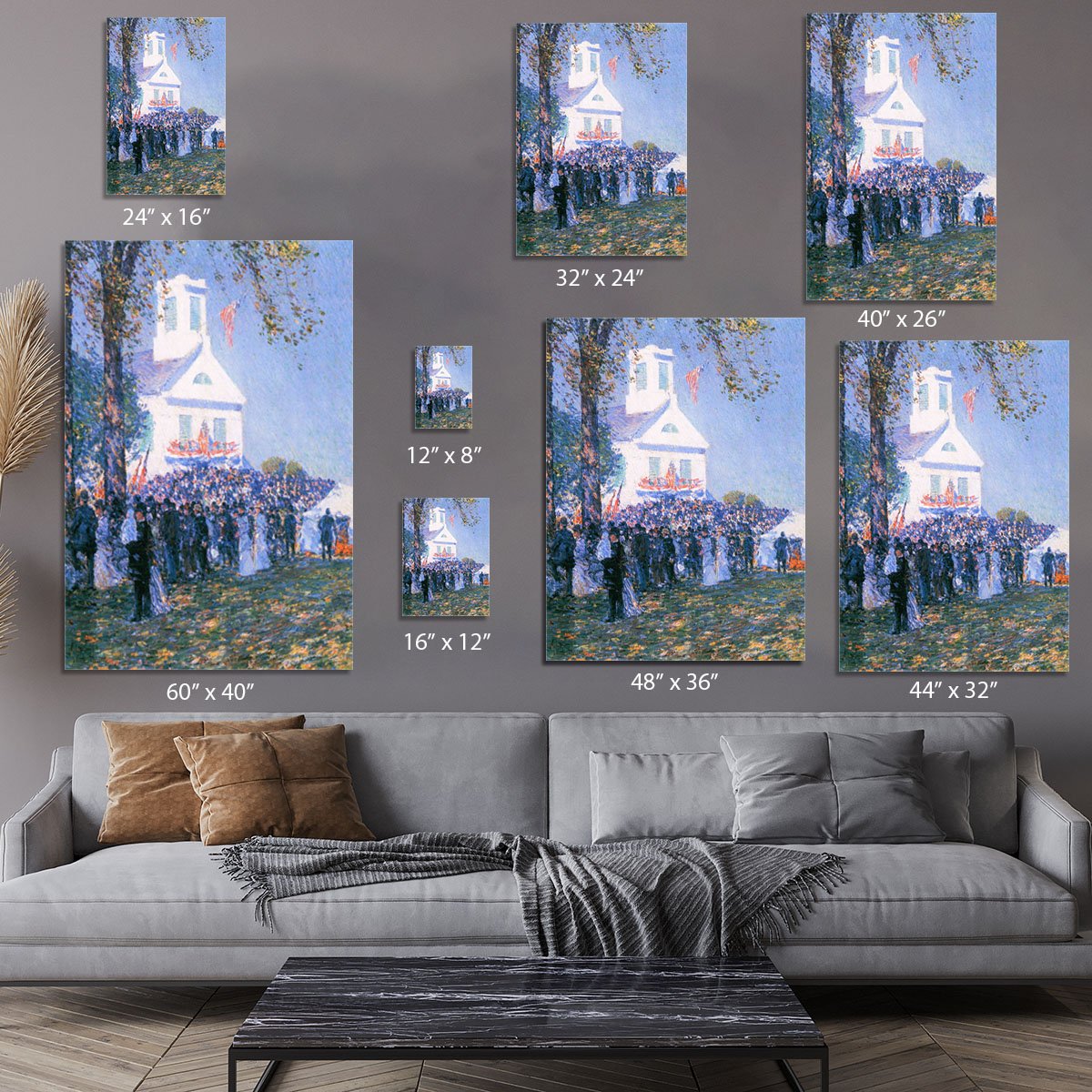 Harvest in a village in New England by Hassam Canvas Print or Poster