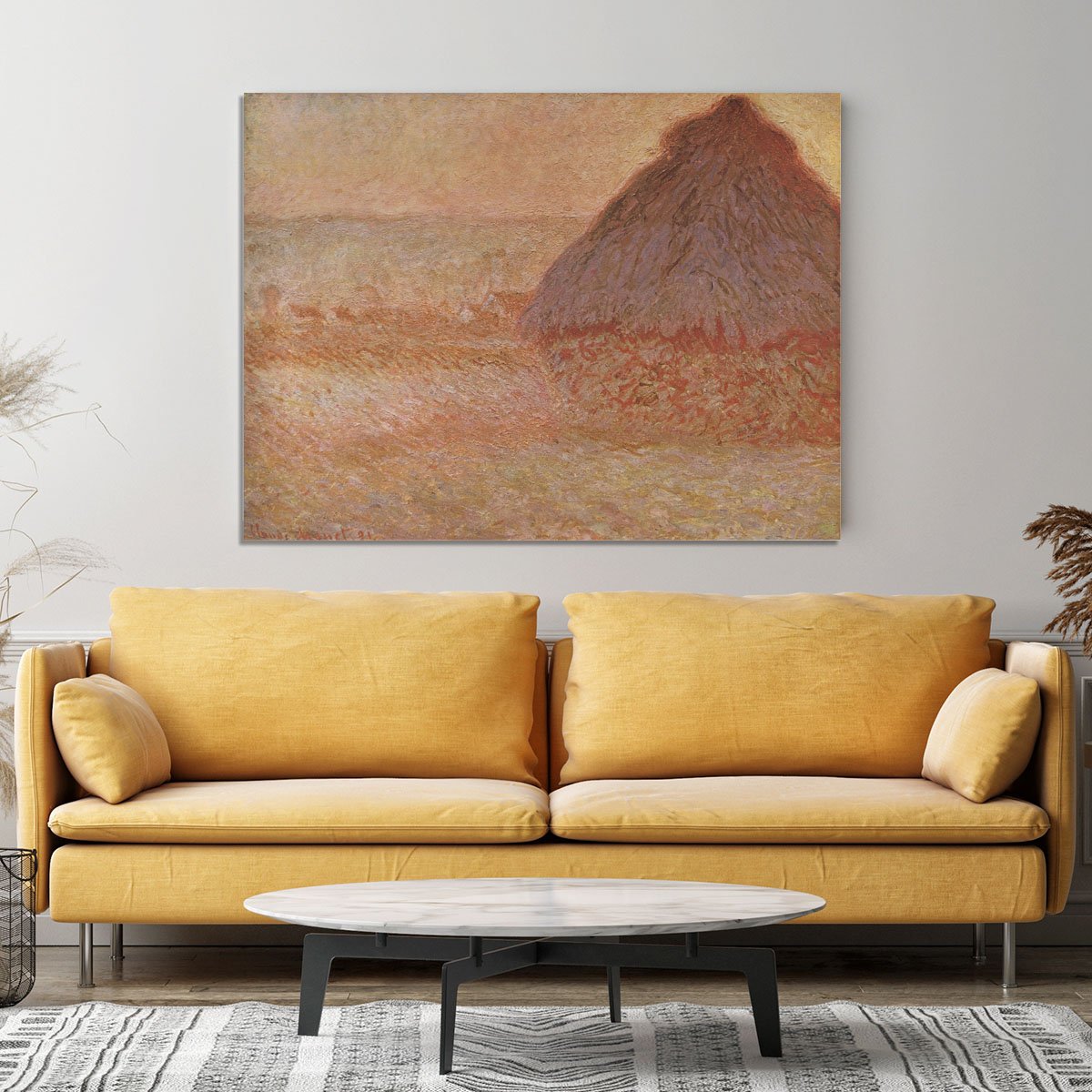 Haystacks at sunset by Monet Canvas Print or Poster