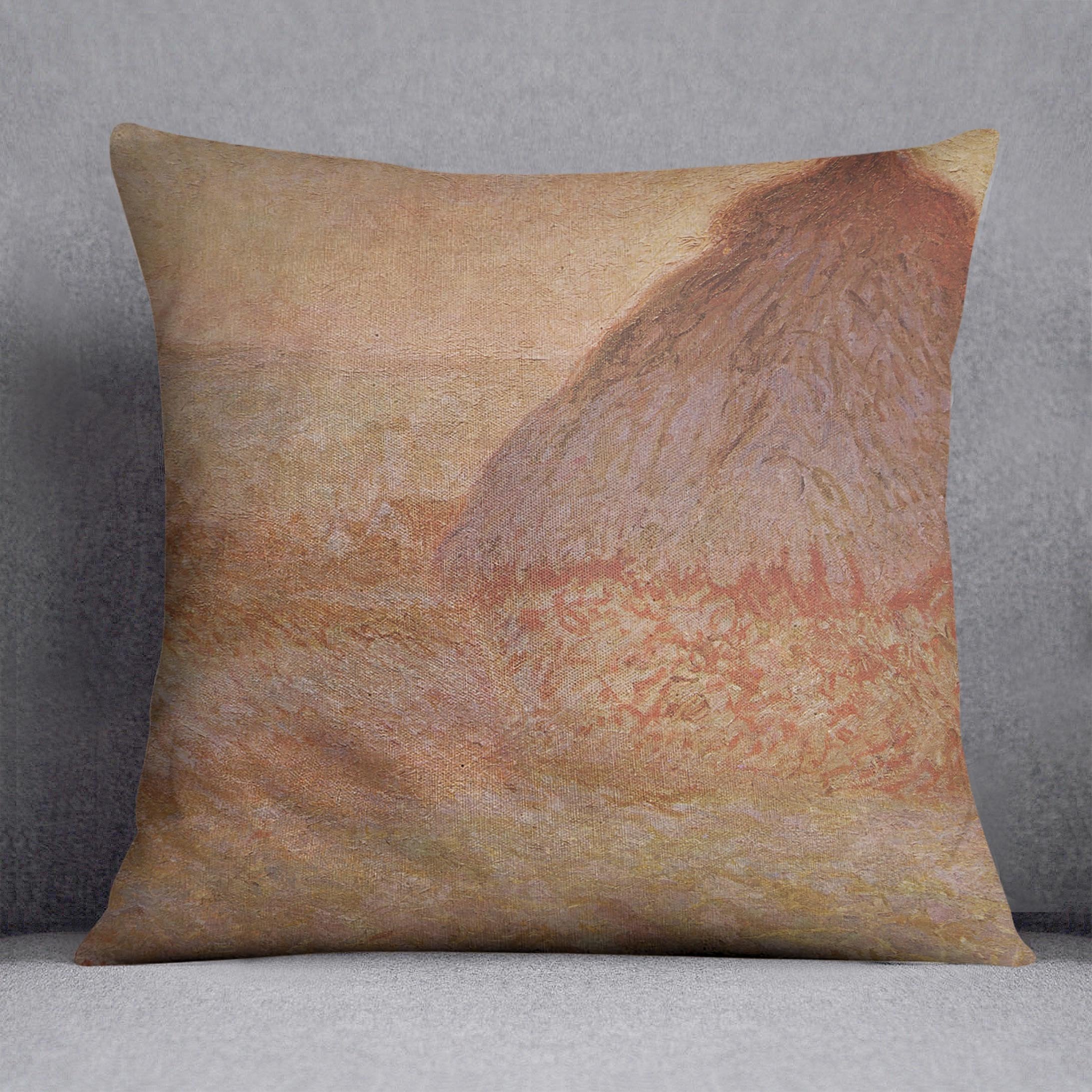 Haystacks at sunset by Monet Throw Pillow
