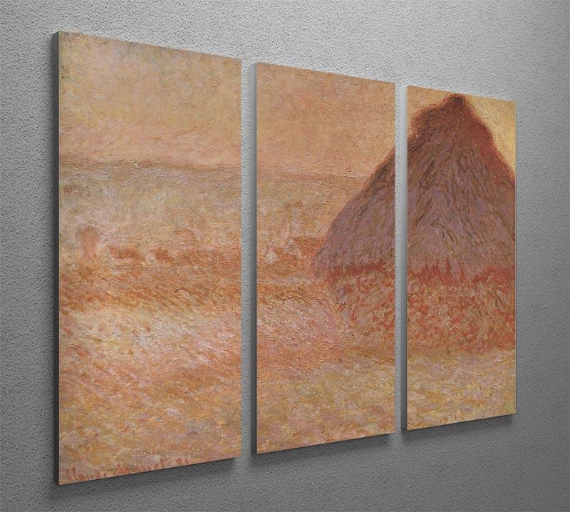 Haystacks at sunset by Monet Split Panel Canvas Print - Canvas Art Rocks - 4