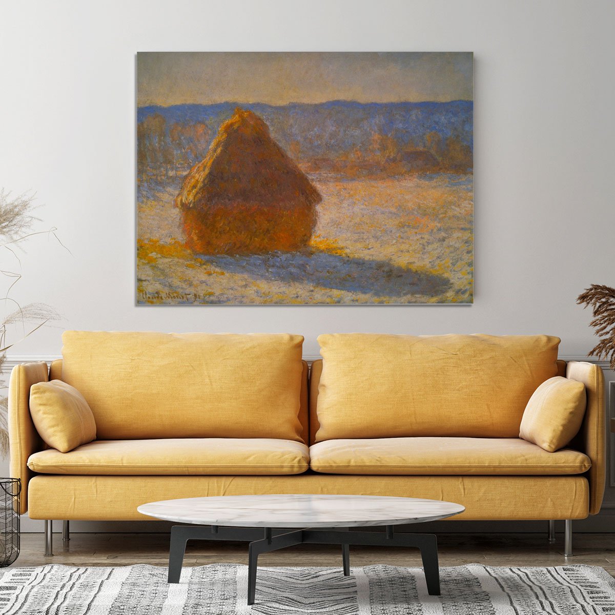 Haystacks in Snow by Monet Canvas Print or Poster