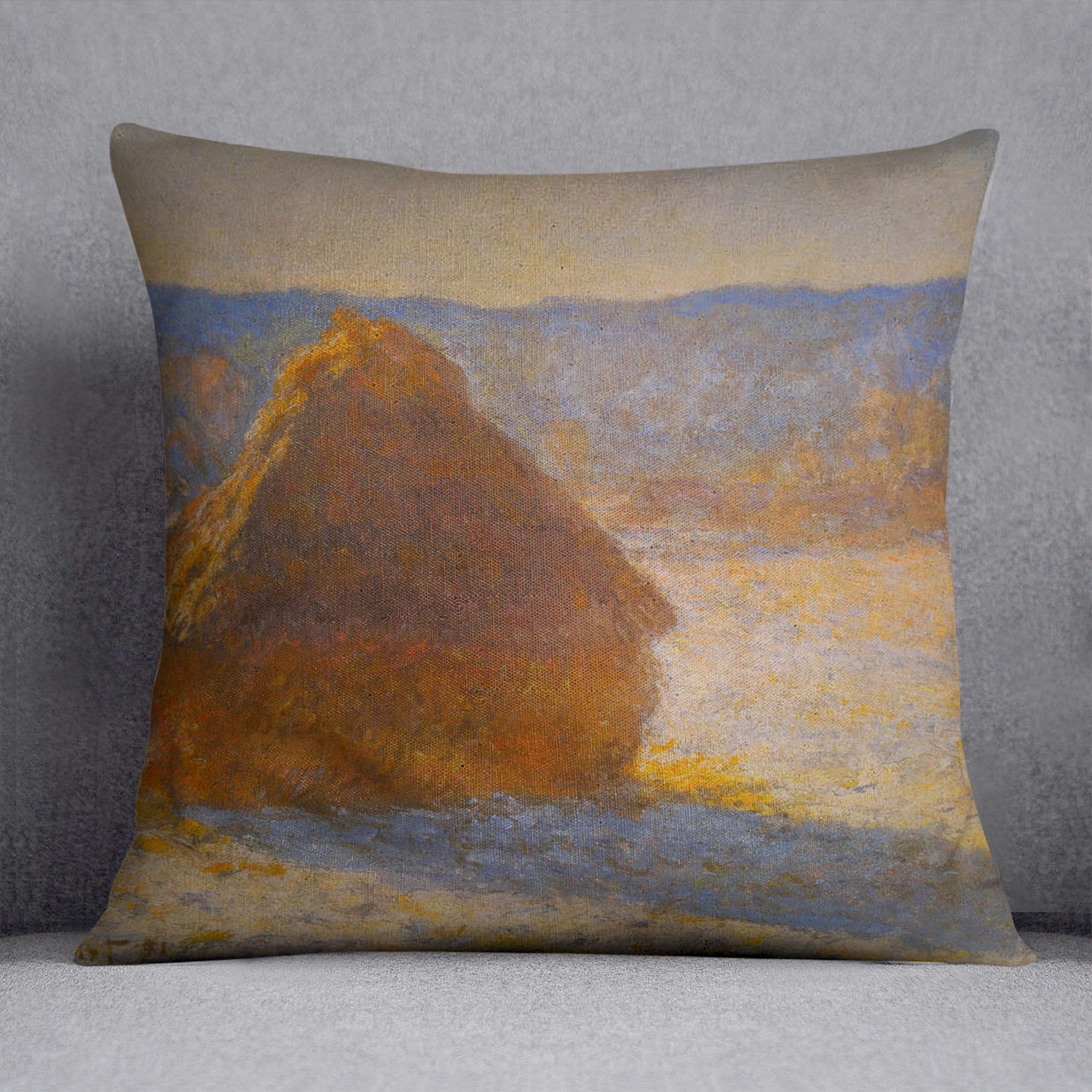 Haystacks in Snow by Monet Throw Pillow