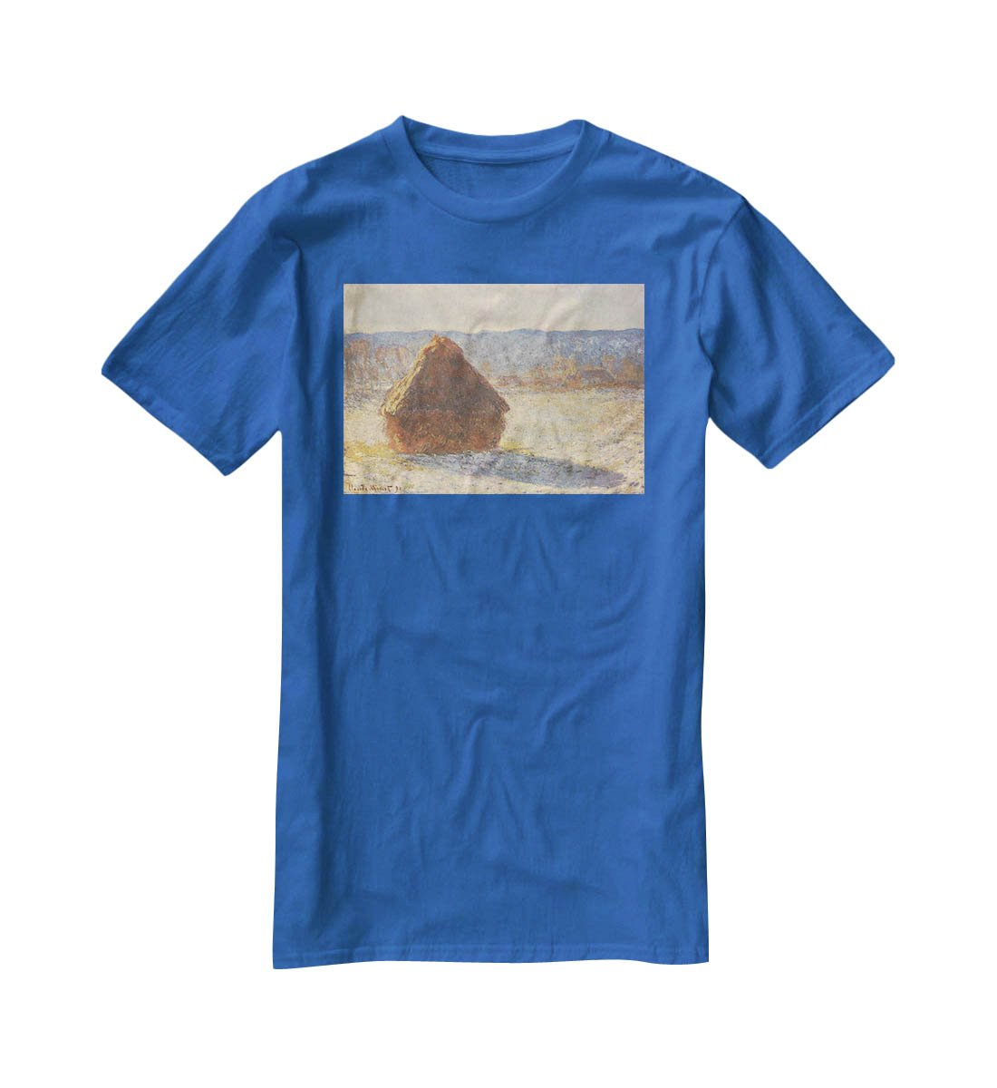 Haystacks snow morning by Monet T-Shirt - Canvas Art Rocks - 2