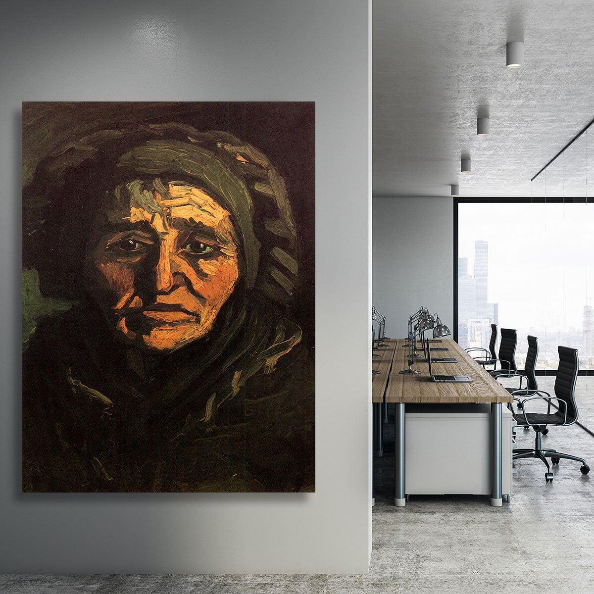 Head of a Peasant Woman with Greenish Lace Cap by Van Gogh Canvas Print or Poster