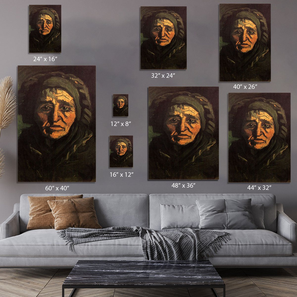 Head of a Peasant Woman with Greenish Lace Cap by Van Gogh Canvas Print or Poster