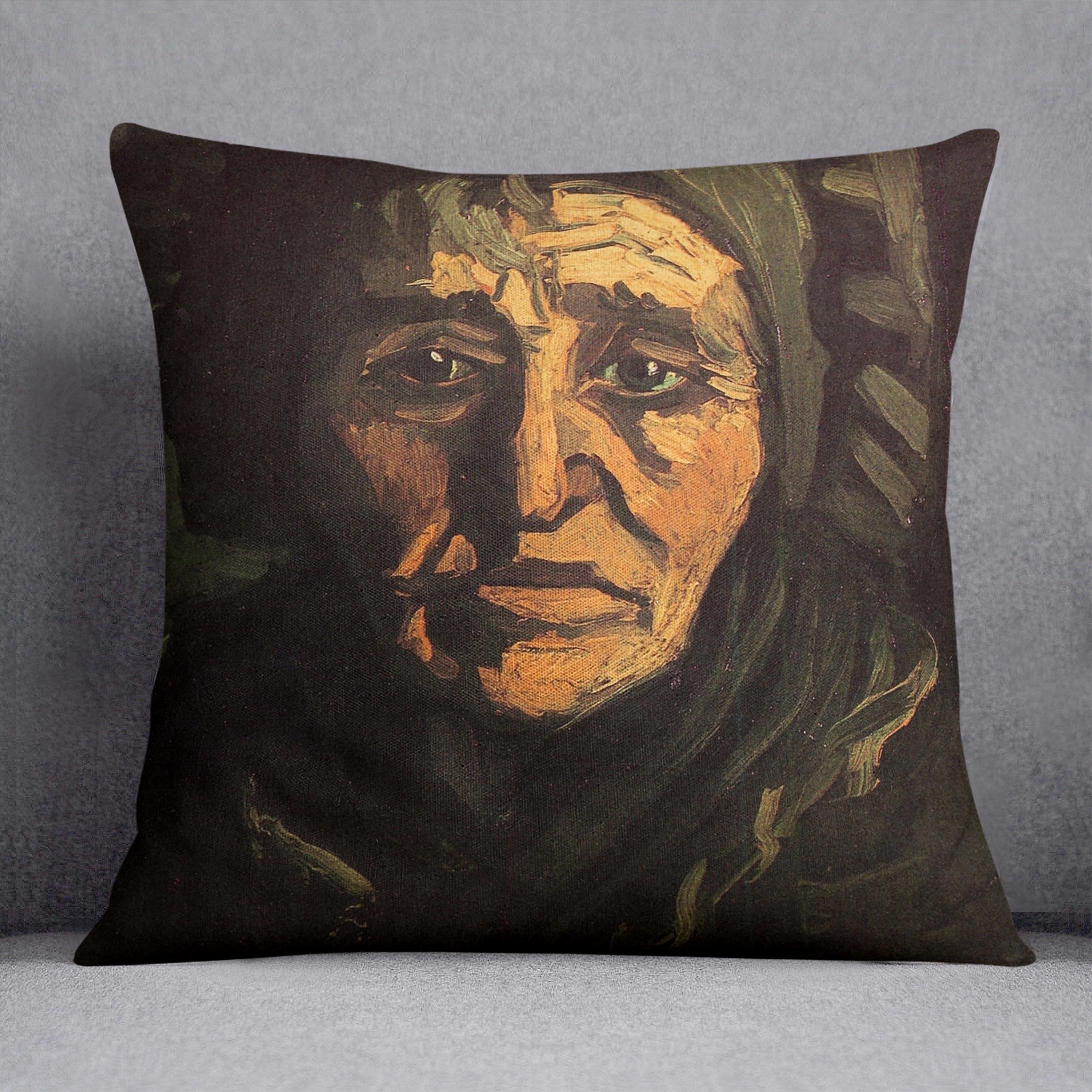 Head of a Peasant Woman with Greenish Lace Cap by Van Gogh Throw Pillow