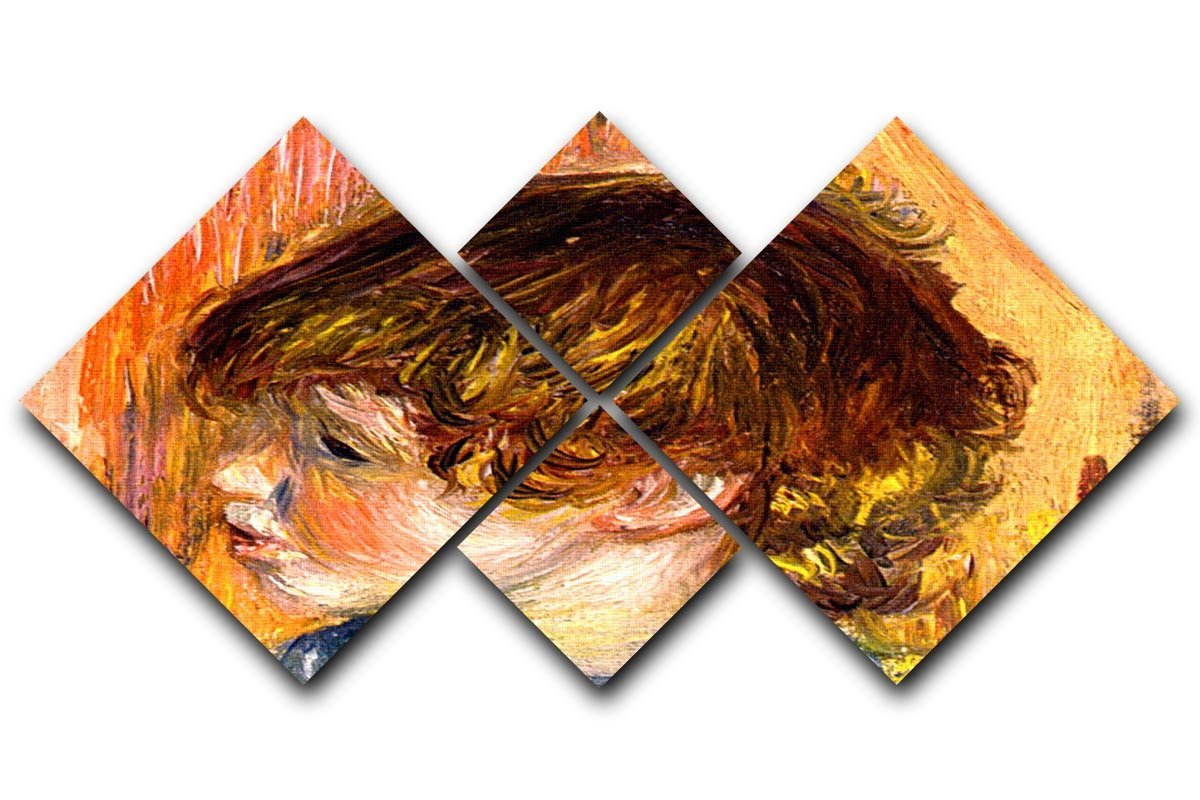 Head of a young girl by Renoir 4 Square Multi Panel Canvas  - Canvas Art Rocks - 1
