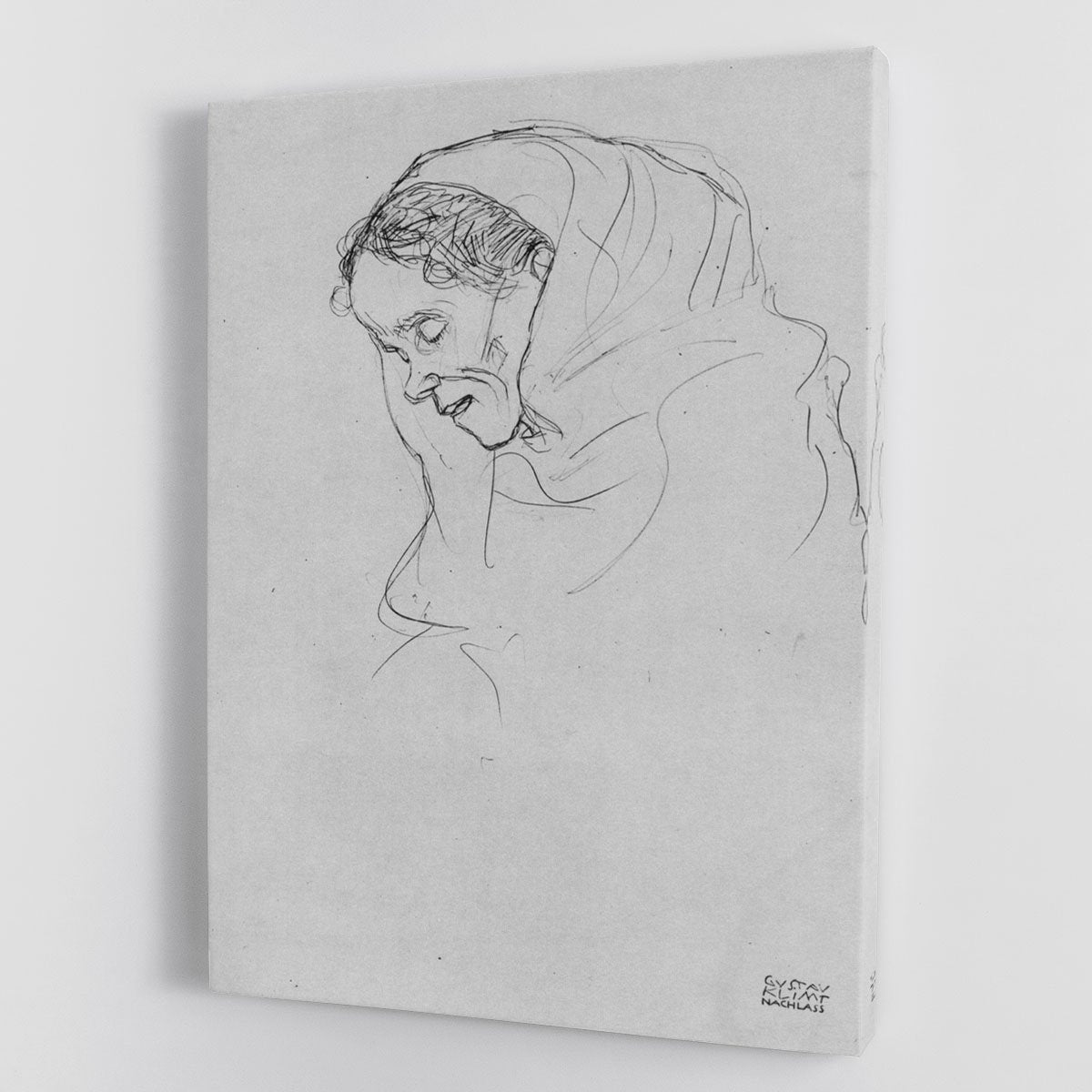Head of an old woman in profile by Klimt Canvas Print or Poster