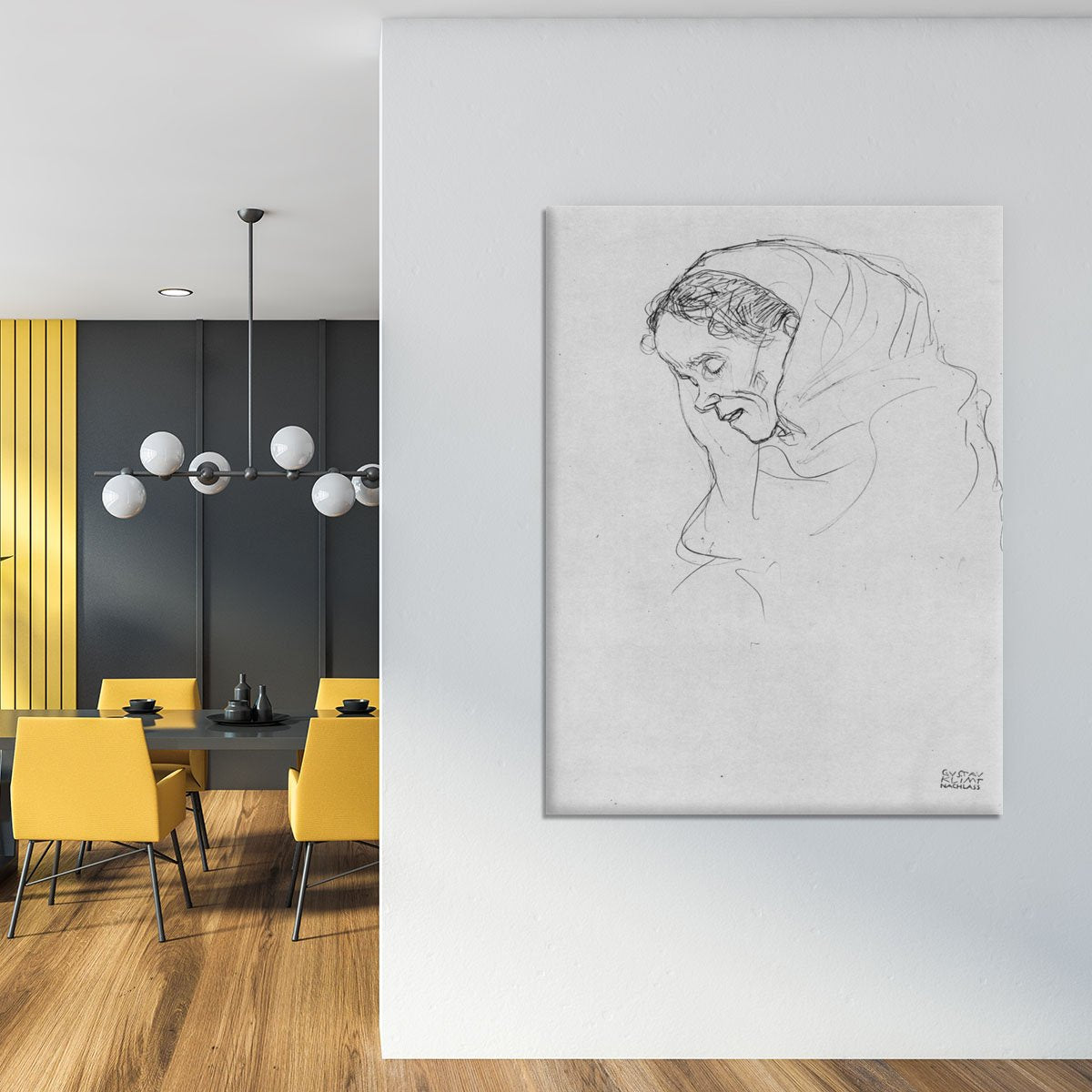 Head of an old woman in profile by Klimt Canvas Print or Poster