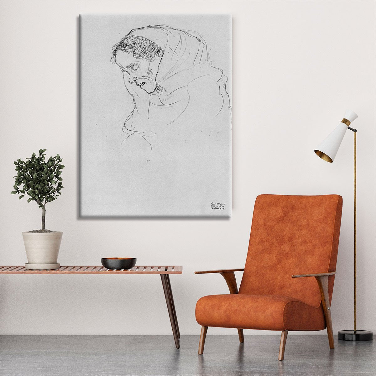 Head of an old woman in profile by Klimt Canvas Print or Poster